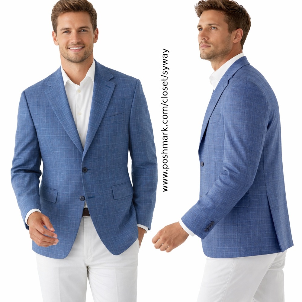 NWT Michael Kors Kevin Two-Button Blue Plaid Suit Jacket NEW